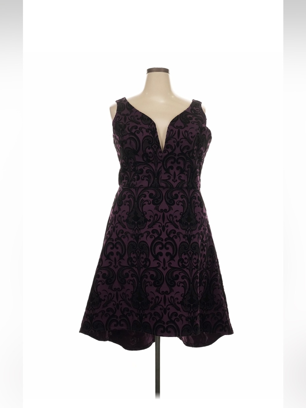 Maurices Purple & Black Asymmetrical Scroll-Print Dress, Size XXL NWT